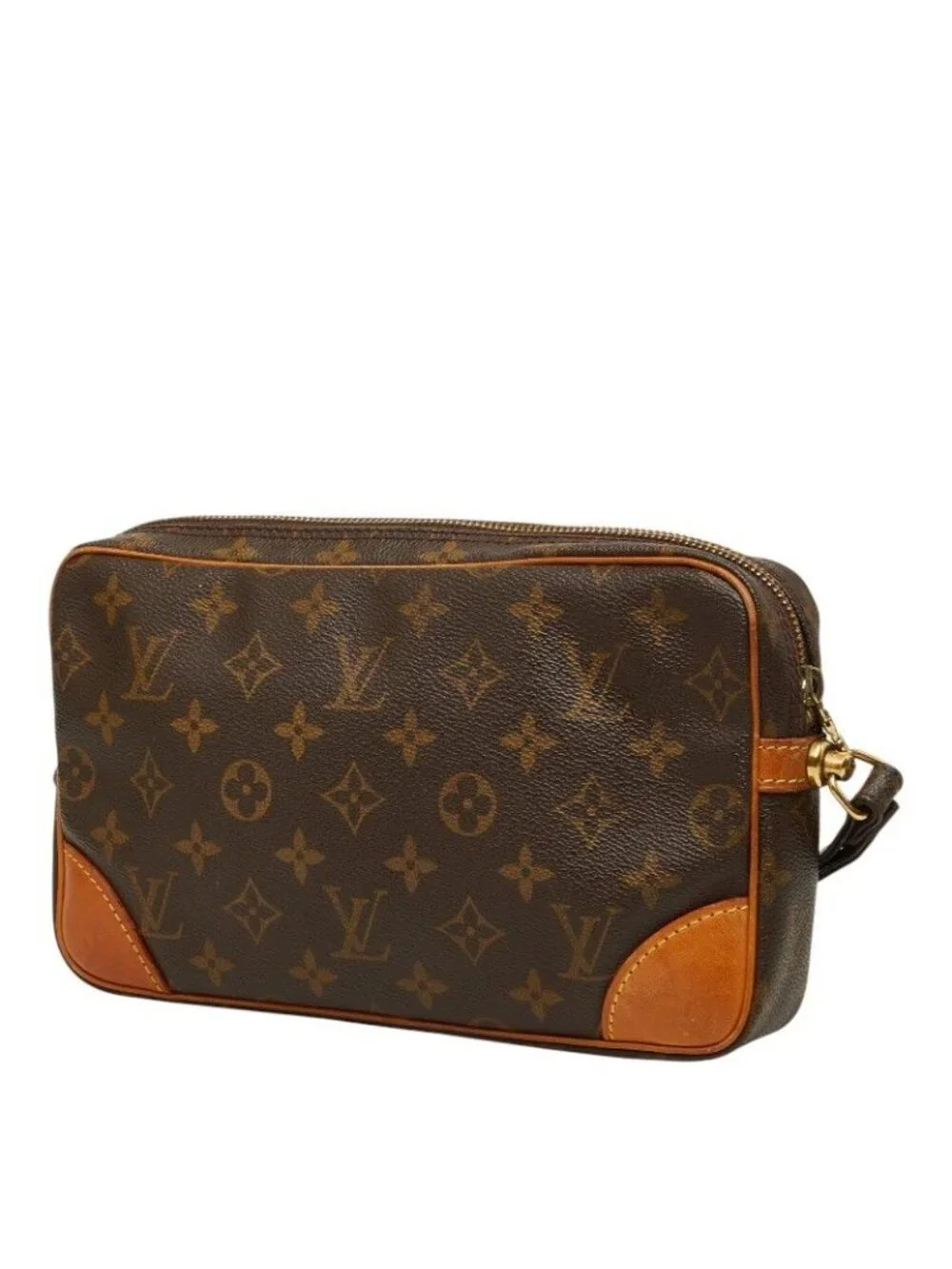 Louis Vuitton Monogram Maroulis Dragonne GM Clutch Brown Leather